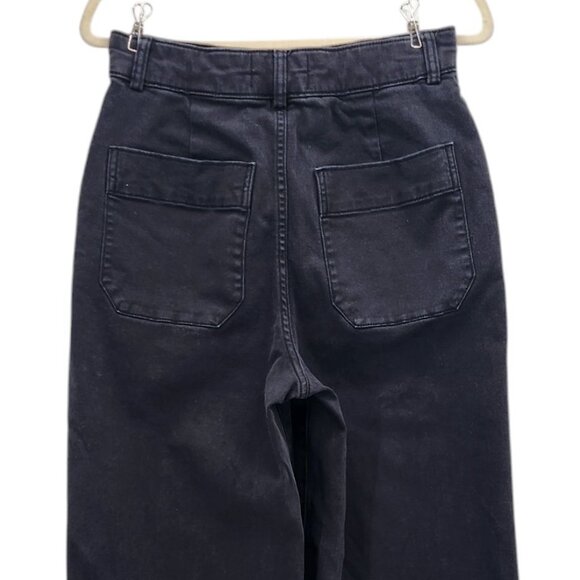 Everlane The Organic Cotton Wide-Leg Twill Black High Rise Pants Womens 8 - Picture 4 of 8